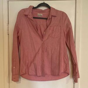 Madewell Broadway & Broome Chambray Red Long Sleeve Button Down Shirt Top